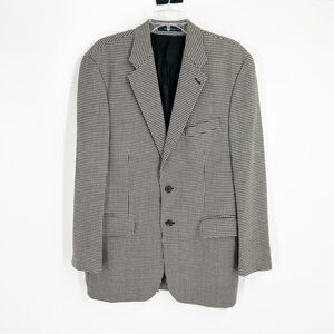 Chaps Ralph Lauren Black and White Houndstooth 100% Wool Blazer Size 40R